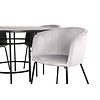 ebuy24 Copenhagen eethoek eetkamertafel bruin en 4 Berit eetkamerstal velours grijs.