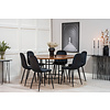 ebuy24 Copenhagen eethoek eetkamertafel bruin en 6 Polar eetkamerstal velours zwart.
