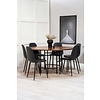 ebuy24 Copenhagen eethoek tafel bruin en 6 Polar stoelen zwart.