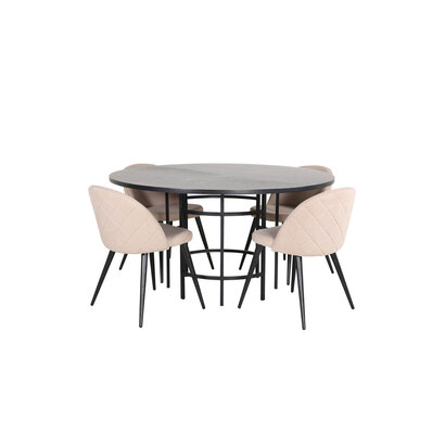 ebuy24 Copenhagen eethoek eetkamertafel bruin en 4 Velvet Stitches eetkamerstal beige.