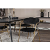 ebuy24 Gold eethoek eetkamertafel uitschuifbare tafel lengte cm 180 / 220 zwart en 4 Arrow eetkamerstal velours zwart.