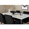 ebuy24 Jimmy150 eethoek eetkamertafel uitschuifbare tafel lengte cm 150 / 240 wit en 4 Pippi eetkamerstal velours zwart.