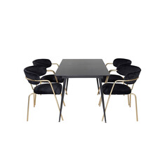 ebuy24 SilarBLExt eethoek eetkamertafel uitschuifbare tafel lengte cm 120 / 160 zwart en 4 Arrow eetkamerstal velours zwart.