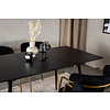 ebuy24 SilarBLExt eethoek eetkamertafel uitschuifbare tafel lengte cm 120 / 160 zwart en 4 Arrow eetkamerstal velours zwart.