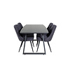 ebuy24 IncaBLBL eethoek eetkamertafel uitschuifbare tafel lengte cm 160 / 200 zwart en 4 Velvet Deluxe eetkamerstal zwart.