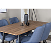 ebuy24 IncaNABL eethoek eetkamertafel uitschuifbare tafel lengte cm 160 / 200 el hout decor en 4 Velvet Deluxe eetkamerstal blauw, zwart.