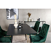 ebuy24 SilarBLExt eethoek eetkamertafel uitschuifbare tafel lengte cm 120 / 160 zwart en 4 Velvet Deluxe eetkamerstal velours groente, messing decor.