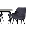 ebuy24 SilarBLExt eethoek eetkamertafel uitschuifbare tafel lengte cm 120 / 160 zwart en 4 Velvet Deluxe eetkamerstal zwart.