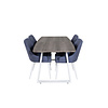 ebuy24 IncaNAWH eethoek eetkamertafel uitschuifbare tafel lengte cm 160 / 200 el hout decor grijs en 4 Plaza eetkamerstal blauw, wit.