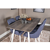 ebuy24 IncaNAWH eethoek eetkamertafel uitschuifbare tafel lengte cm 160 / 200 el hout decor grijs en 4 Plaza eetkamerstal blauw, wit.