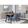 ebuy24 IncaNABL eethoek eetkamertafel uitschuifbare tafel lengte cm 160 / 200 el hout decor en 4 Plaza eetkamerstal blauw, zwart.