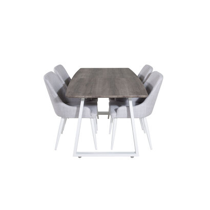ebuy24 IncaNAWH eethoek eetkamertafel uitschuifbare tafel lengte cm 160 / 200 el hout decor grijs en 4 Plaza eetkamerstal grijs, wit.