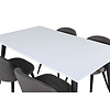 ebuy24 Jimmy150 eethoek eetkamertafel uitschuifbare tafel lengte cm 150 / 240 wit en 4 Velvet Stitches eetkamerstal grijs.