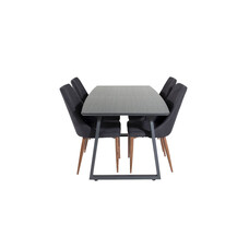 ebuy24 IncaBLBL eethoek eetkamertafel uitschuifbare tafel lengte cm 160 / 200 zwart en 4 Leone eetkamerstal zwart.