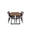 ebuy24 IncaNABL eethoek eetkamertafel uitschuifbare tafel lengte cm 160 / 200 el hout decor en 4 Leone 2.0 eetkamerstal grijs, zwart.