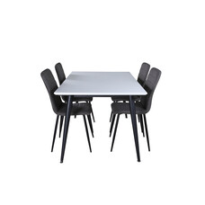 ebuy24 Jimmy150 eethoek eetkamertafel uitschuifbare tafel lengte cm 150 / 240 wit en 4 Windu Lyx eetkamerstal grijs.