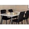 ebuy24 Jimmy150 eethoek eetkamertafel uitschuifbare tafel lengte cm 150 / 240 wit en 4 Windu Lyx eetkamerstal velours zwart.