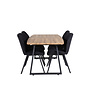 ebuy24 IncaNABL eethoek eetkamertafel uitschuifbare tafel lengte cm 160 / 200 el hout decor en 4 Gemma eetkamerstal zwart.