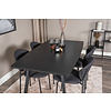 ebuy24 IncaBLBL eethoek eetkamertafel uitschuifbare tafel lengte cm 160 / 200 zwart en 4 Vault eetkamerstal zwart.