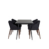 ebuy24 SilarBLExt eethoek eetkamertafel uitschuifbare tafel lengte cm 120 / 160 zwart en 4 Arch eetkamerstal zwart.