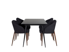 ebuy24 SilarBLExt eethoek eetkamertafel uitschuifbare tafel lengte cm 120 / 160 zwart en 4 Arch eetkamerstal zwart.