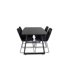 ebuy24 IncaBLBL eethoek eetkamertafel uitschuifbare tafel lengte cm 160 / 200 zwart en 4 Muce eetkamerstal zwart.