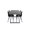 ebuy24 IncaBLBL eethoek eetkamertafel uitschuifbare tafel lengte cm 160 / 200 zwart en 4 Arctic eetkamerstal zwart.