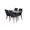 ebuy24 SilarBLExt eethoek eetkamertafel uitschuifbare tafel lengte cm 120 / 160 zwart en 4 Leone eetkamerstal zwart.