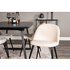ebuy24 IncaBLBL eethoek eetkamertafel uitschuifbare tafel lengte cm 160 / 200 zwart en 4 Velvet eetkamerstal velours beige, zwart.
