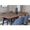 ebuy24 IncaNABL eethoek eetkamertafel uitschuifbare tafel lengte cm 160 / 200 el hout decor en 4 Velvet eetkamerstal blauw.