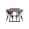 ebuy24 IncaNABL eethoek eetkamertafel uitschuifbare tafel lengte cm 160 / 200 el hout decor en 4 Velvet eetkamerstal lichtgrijs, zwart.