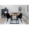 ebuy24 IncaNABL eethoek eetkamertafel uitschuifbare tafel lengte cm 160 / 200 el hout decor en 4 Velvet eetkamerstal velours zwart.