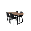 ebuy24 IncaNABL eethoek eetkamertafel uitschuifbare tafel lengte cm 160 / 200 el hout decor en 4 Polar eetkamerstal PU kunstleer zwart PU kunstleer.