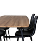 ebuy24 IncaNABL eethoek eetkamertafel uitschuifbare tafel lengte cm 160 / 200 el hout decor en 4 Polar eetkamerstal PU kunstleer zwart PU kunstleer.