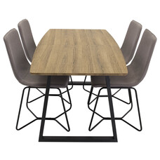 ebuy24 IncaNABL eethoek eetkamertafel uitschuifbare tafel lengte cm 160 / 200 el hout decor en 4 X-chair eetkamerstal grijs.