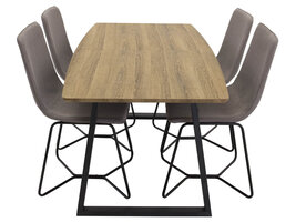 ebuy24 IncaNABL eethoek eetkamertafel uitschuifbare tafel lengte cm 160 / 200 el hout decor en 4 X-chair eetkamerstal grijs.