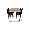 ebuy24 IncaNABL eethoek eetkamertafel uitschuifbare tafel lengte cm 160 / 200 el hout decor en 4 Polar Diamond eetkamerstal velours zwart.