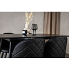ebuy24 SilarBLExt eethoek eetkamertafel uitschuifbare tafel lengte cm 120 / 160 zwart en 4 Velvet eetkamerstal PU kunstleer zwart.