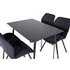ebuy24 SilarBLExt eethoek eetkamertafel uitschuifbare tafel lengte cm 120 / 160 zwart en 4 Gemma eetkamerstal zwart.