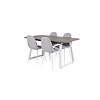 ebuy24 IncaNAWH eethoek eetkamertafel uitschuifbare tafel lengte cm 160 / 200 el hout decor grijs en 4 Polar eetkamerstal lichtgrijs, wit.