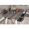 ebuy24 IncaNAWH eethoek eetkamertafel uitschuifbare tafel lengte cm 160 / 200 el hout decor grijs en 4 Polar eetkamerstal zwart, wit.
