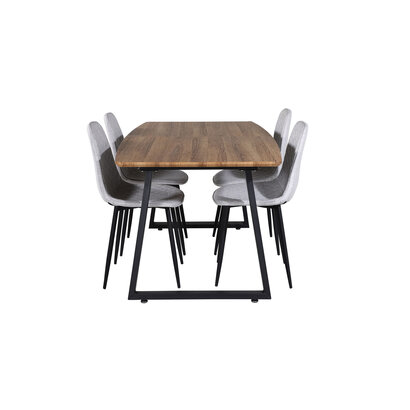 ebuy24 IncaNABL eethoek eetkamertafel uitschuifbare tafel lengte cm 160 / 200 el hout decor en 4 Polar Diamond eetkamerstal grijs.