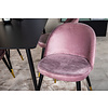 ebuy24 SilarBLExt eethoek eetkamertafel uitschuifbare tafel lengte cm 120 / 160 zwart en 4 Velvet eetkamerstal velours roze, zwart, messing decor.