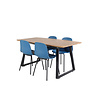 ebuy24 IncaNABL eethoek eetkamertafel uitschuifbare tafel lengte cm 160 / 200 el hout decor en 4 Arctic eetkamerstal blauw, zwart.