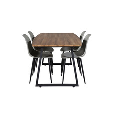 ebuy24 IncaNABL eethoek eetkamertafel uitschuifbare tafel lengte cm 160 / 200 el hout decor en 4 Polar eetkamerstal grijs.