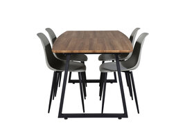 ebuy24 IncaNABL eethoek eetkamertafel uitschuifbare tafel lengte cm 160 / 200 el hout decor en 4 Polar eetkamerstal grijs.