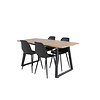 ebuy24 IncaNABL eethoek eetkamertafel uitschuifbare tafel lengte cm 160 / 200 el hout decor en 4 Polar eetkamerstal zwart.