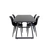 ebuy24 IncaBLBL eethoek eetkamertafel uitschuifbare tafel lengte cm 160 / 200 zwart en 4 Polar eetkamerstal zwart.