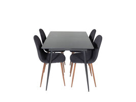 ebuy24 SilarBLExt eethoek eetkamertafel uitschuifbare tafel lengte cm 120 / 160 zwart en 4 Polar eetkamerstal zwart.