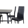 ebuy24 IncaBLBL eethoek eetkamertafel uitschuifbare tafel lengte cm 160 / 200 zwart en 4 Slim High Back eetkamerstal PU kunstleer zwart.